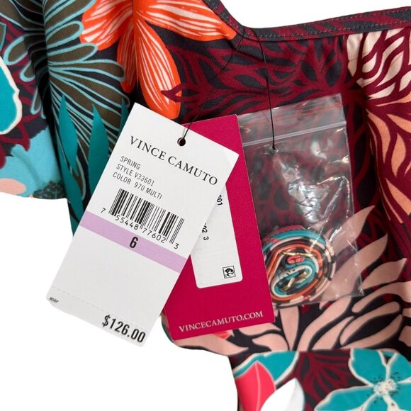Vince Camuto Multicolor Tropical Floral Ruffle One Piece Swimsuit Size 6 NWT - Picture 6 of 8